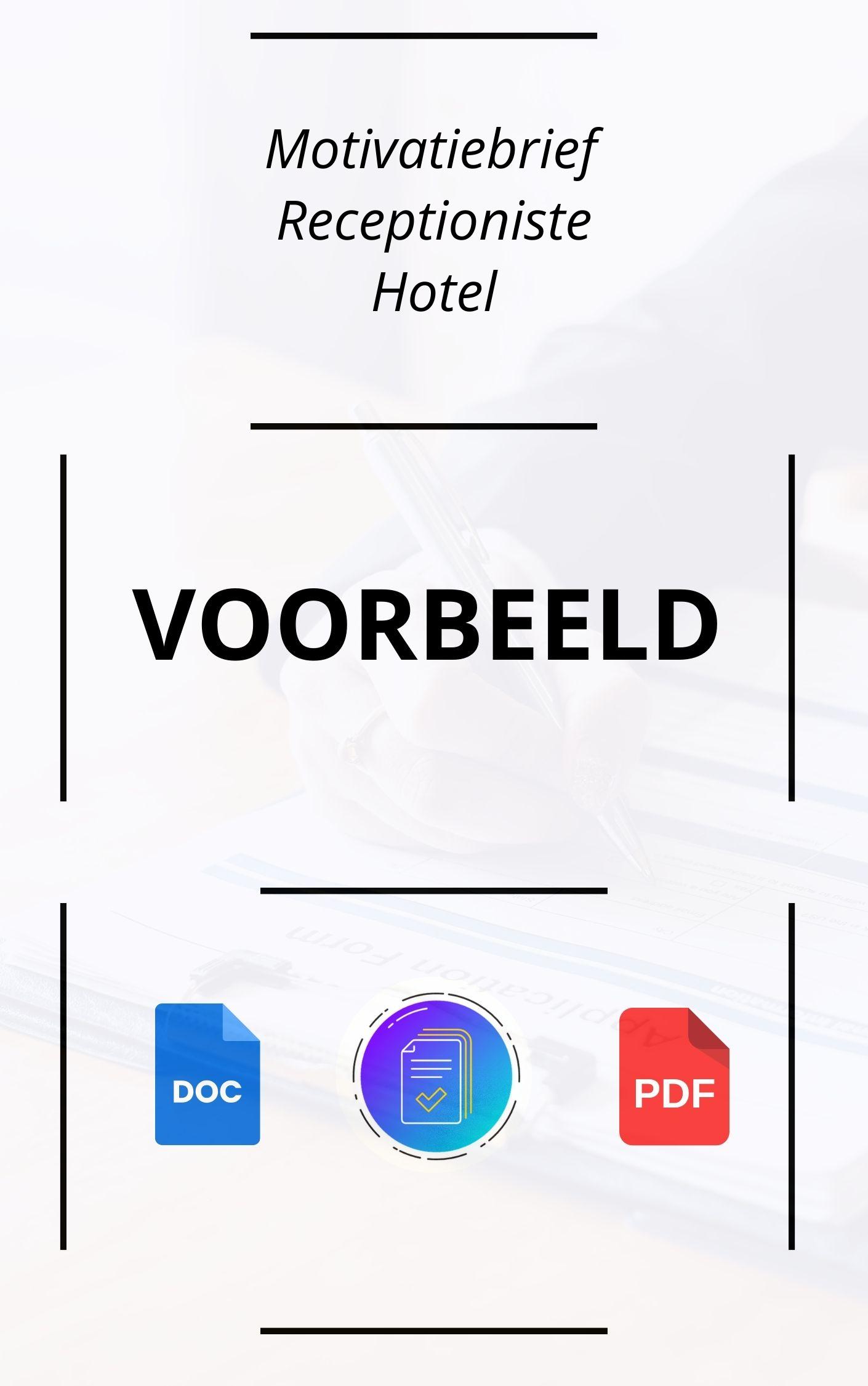 Motivatiebrief Receptioniste Hotel