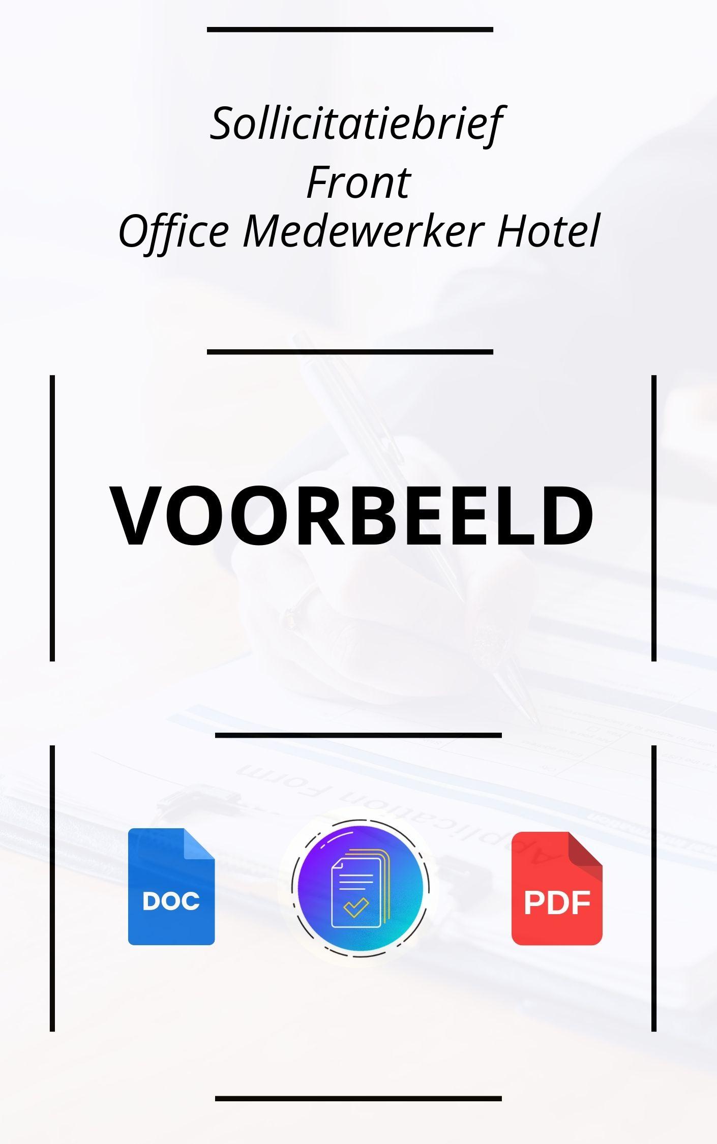 Sollicitatiebrief Front Office Medewerker Hotel