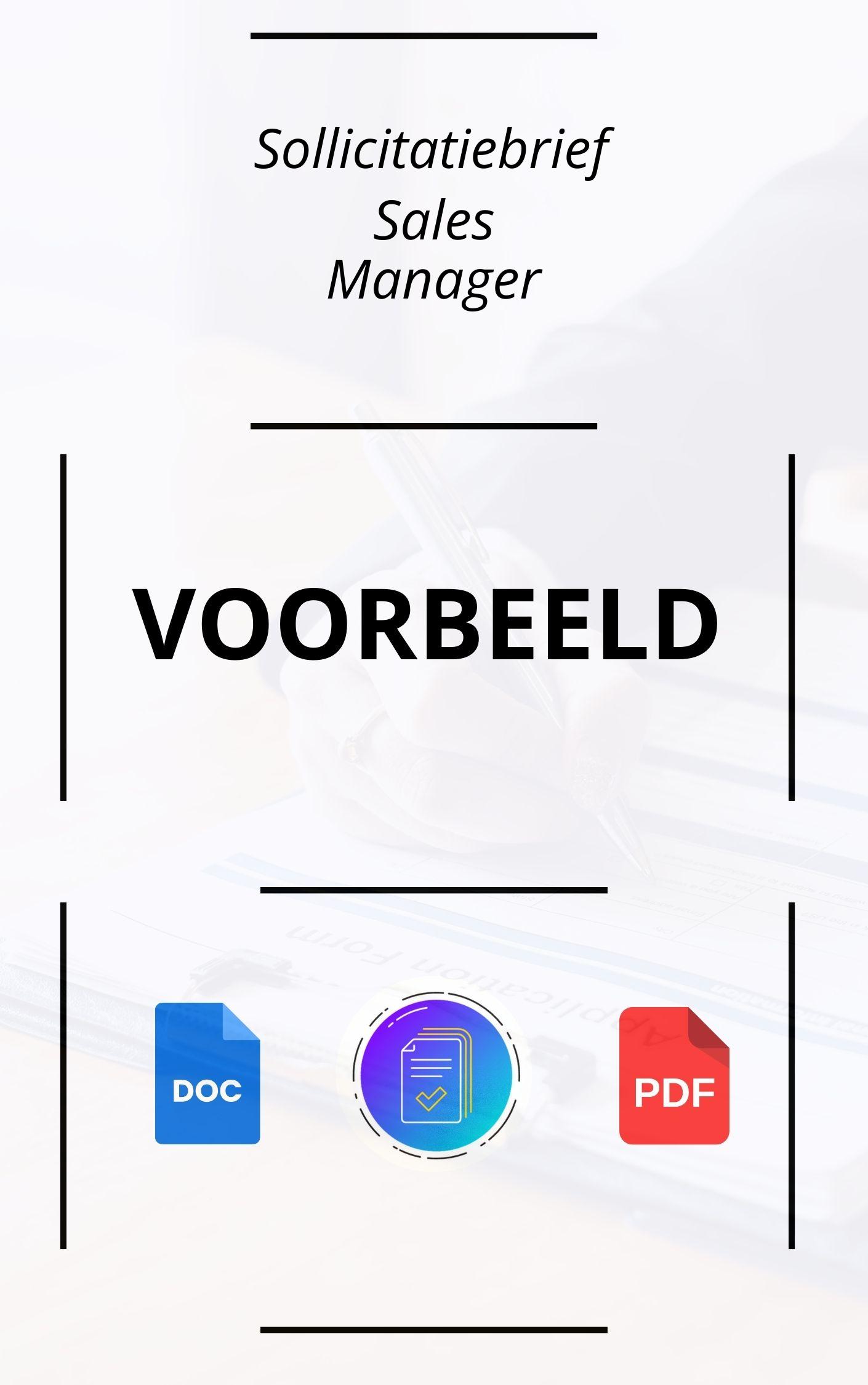 Sollicitatiebrief Sales Manager